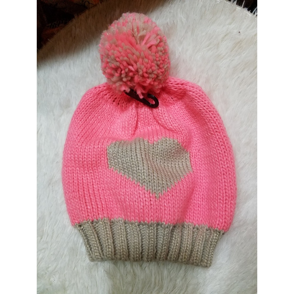 Toddler girls size 2-4t pink heart hat